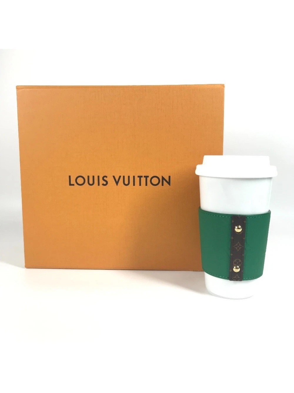 NEW Louis Vuitton Monogram Cup and Leather Sleeve